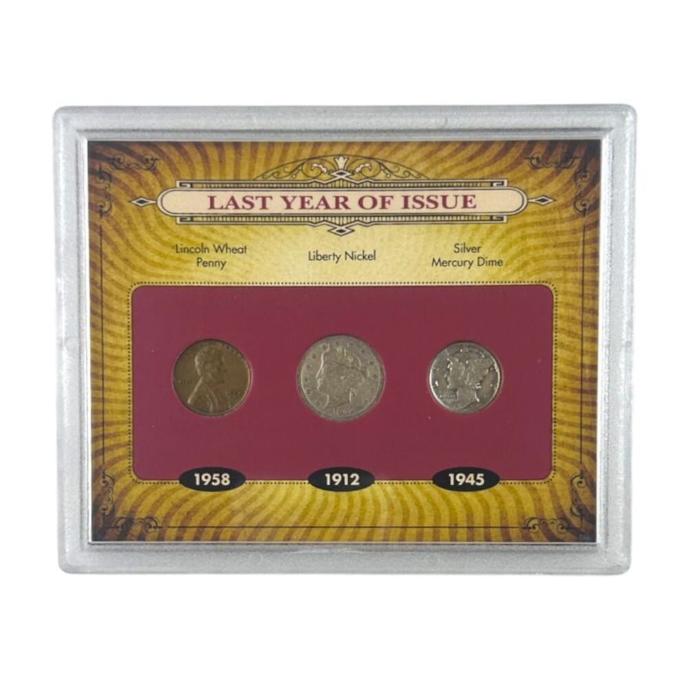 Last Year of Issue:  Lincoln Wheat Penny, Liberty Nickel, Silver Mercury Dime